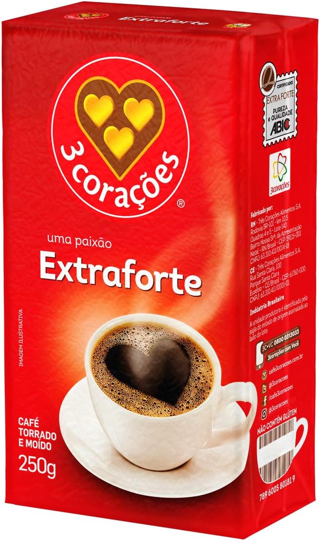 3 Corações Café Torrado E Moído Extra Forte À Vácuo 250G