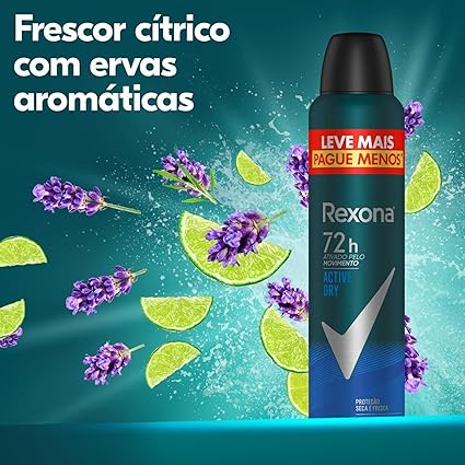 Antitranspirante Aerossol Active Dry Rexona Men 250Ml Leve Mais Pague Menos, Rexona (A embalagem pode variar)