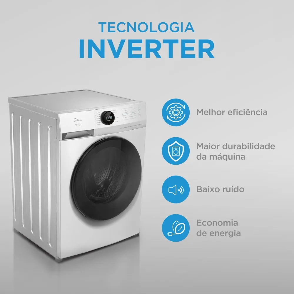 Lava E Seca 11kg Branca Slim Conectada Midea 127v Branco