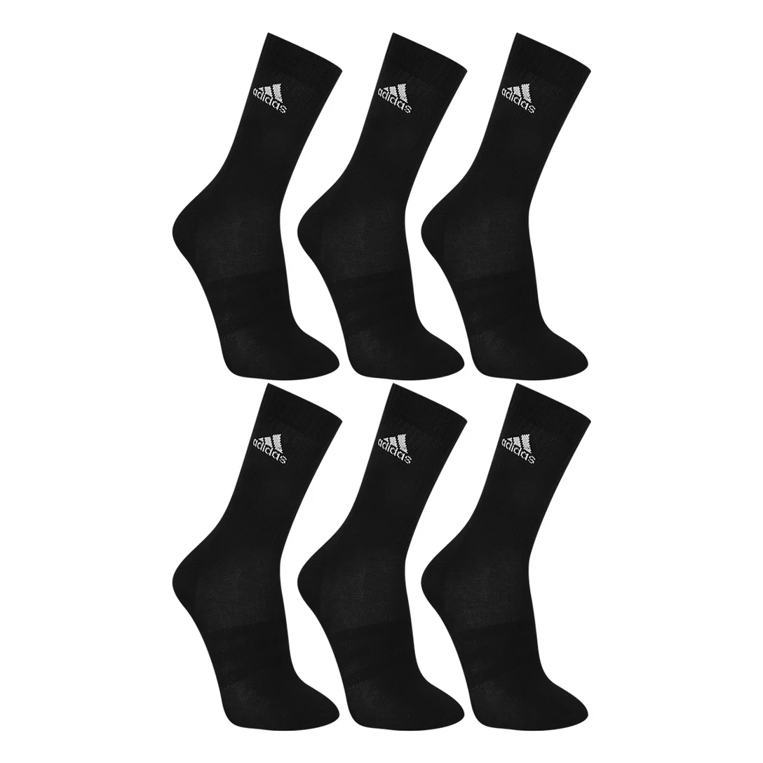 Meia Adidas Cano Alto Com 6 Pares - Preto