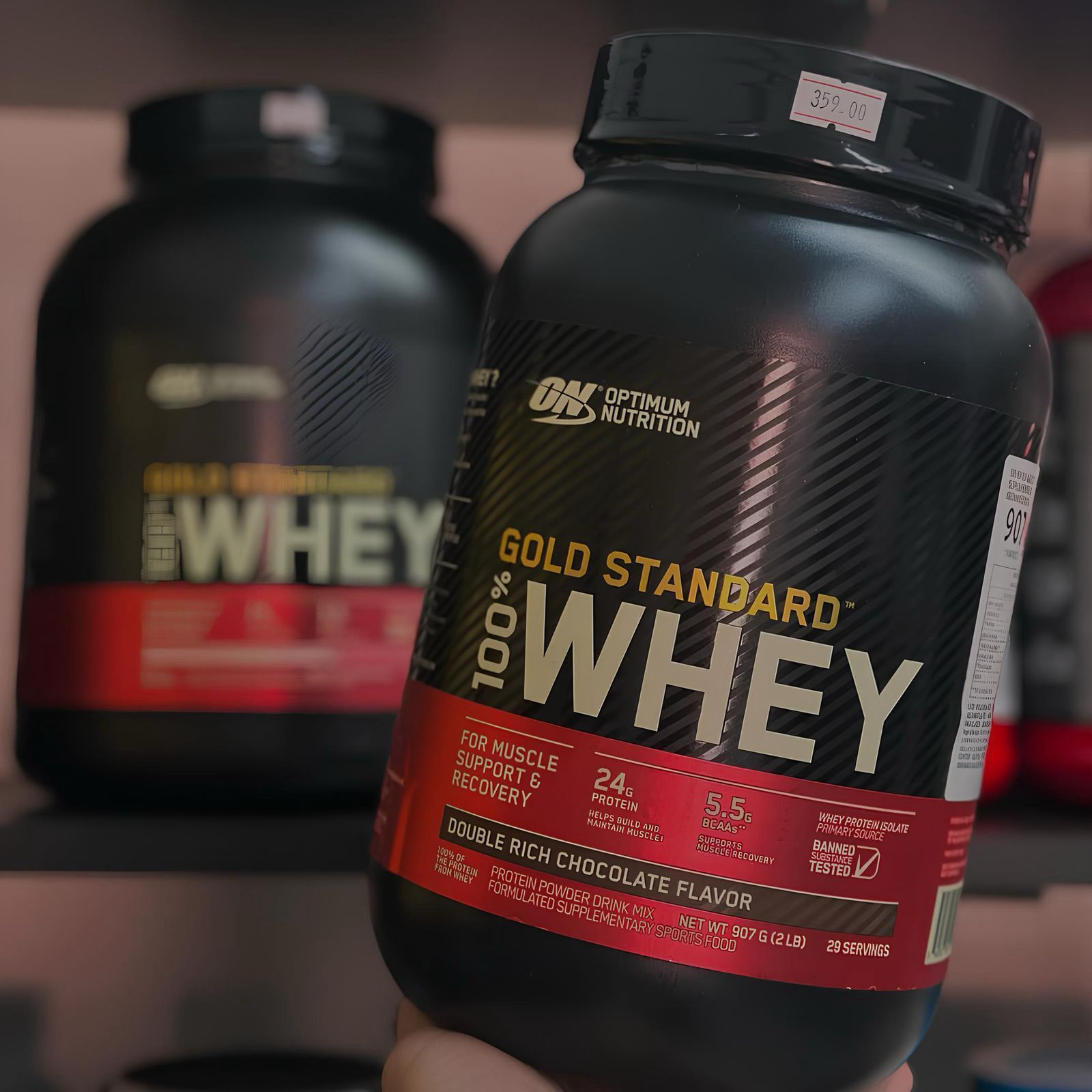 Suplemento em pó Optimum Nutrition Proteína Gold Standard 100% Whey sabor double rich chocolate em pote de 907g