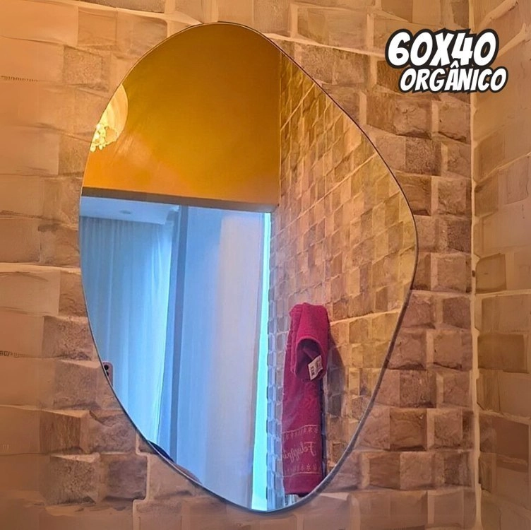 Espelho Orgânico De Parede 60x40 Fácil Instalação Completo