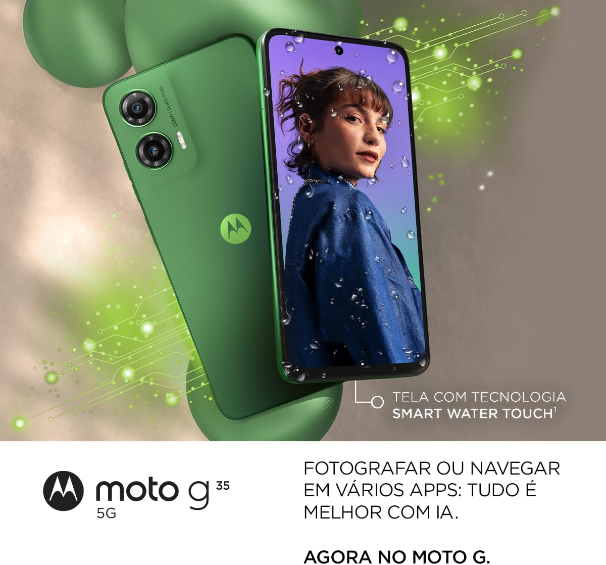 Smartphone Motorola Moto g35 5G - 128GB 12GB (4GB RAM+8GB Ram Boost) e Camera 50MP com AI NFC Tela 6.7" com Superbrilho - Verde