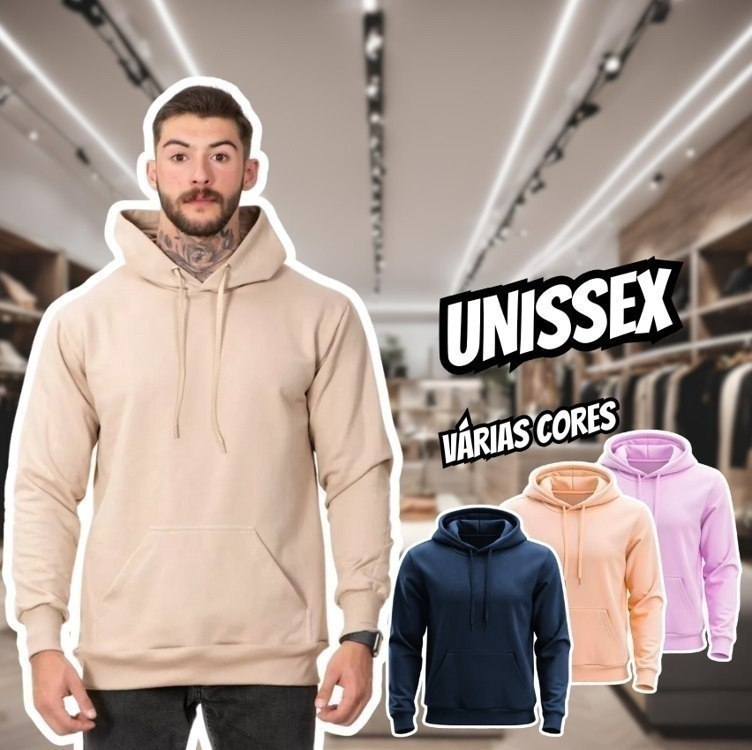Moletom Liso Algodão Unissex Blusa De Frio Canguru Flanelado