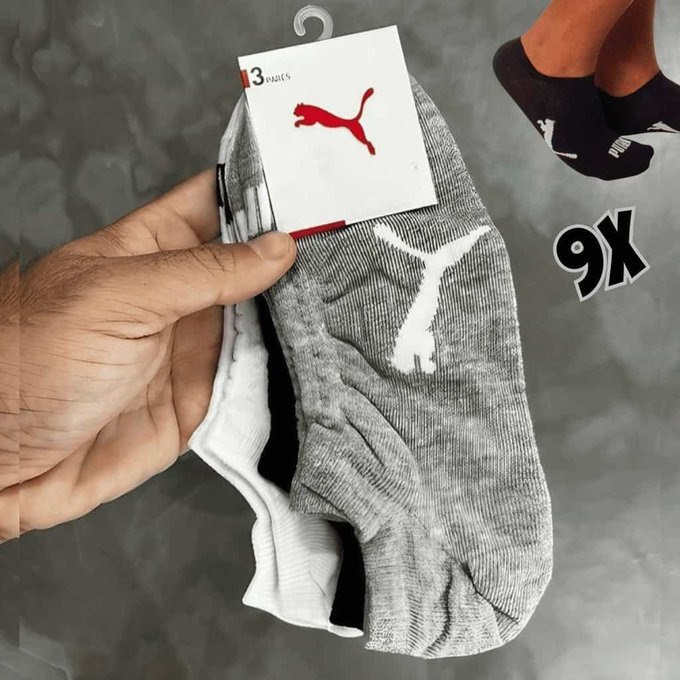 Kit 9 Pares Meias Puma Sapatilha Cano Baixo Original Algodão