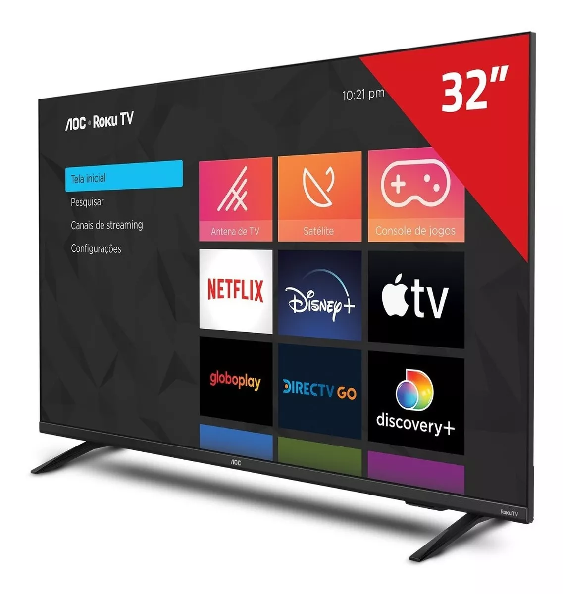 Smart Tv 32 polegadas Hd Roku Tv 32s5135/78g Preta Aoc Bivolt