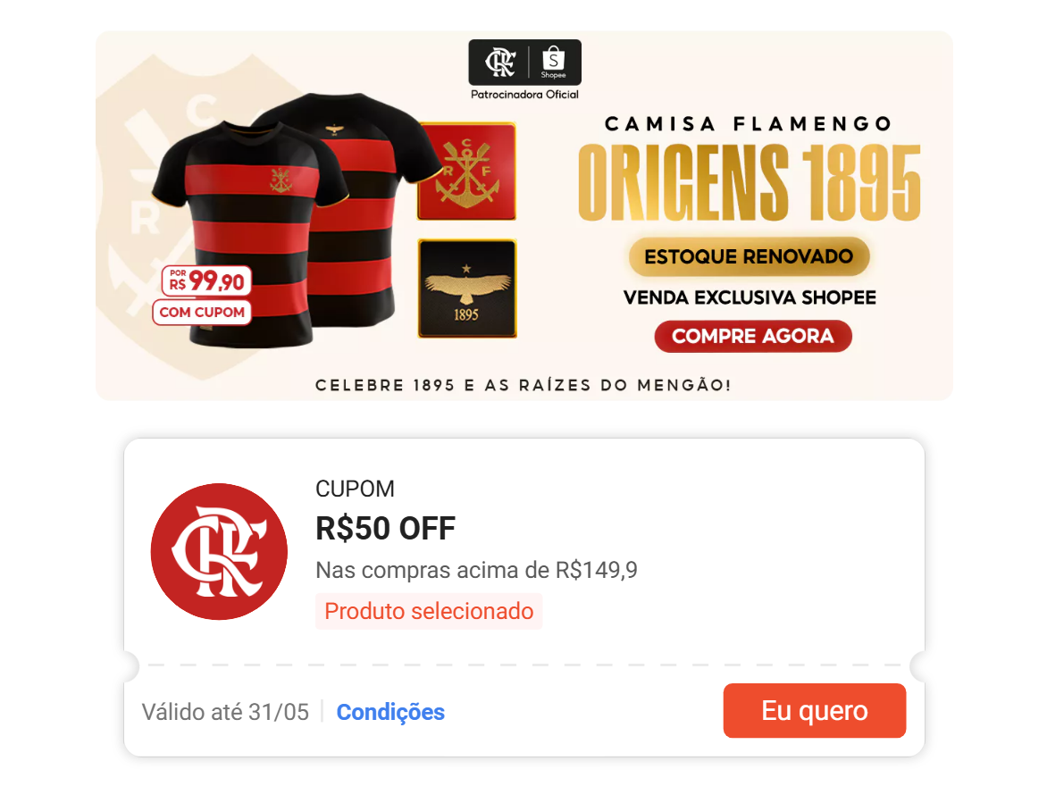 Camisa Origens 1895 Licenciada Flamengo