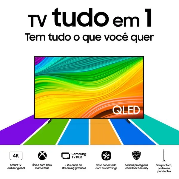Samsung Smart TV 50" QLED 4K Q60D 2024, Modo Game, Tela sem limites, Design slim, Visual livre de cabos, Alexa built in 50"