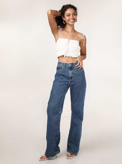 Calça jeans feminina wide leg fit amplo cintura média - Jeans Clássico Escuro | Pool Jeans