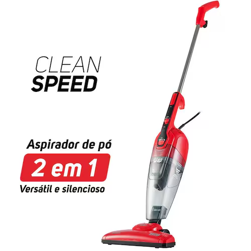 Aspirador de Pó WAP Clean Speed Vertical e de Mão com Bico Articulado 1000W 1 Litro - Vermelho/Preto - 220V