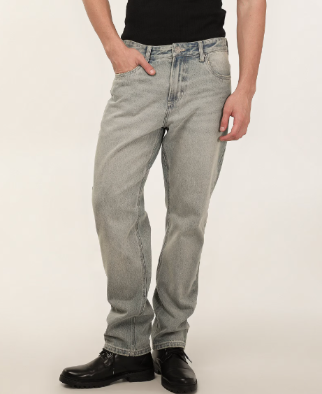 Calça jeans masculina reta dirty washed denim claro | Pool Jeans