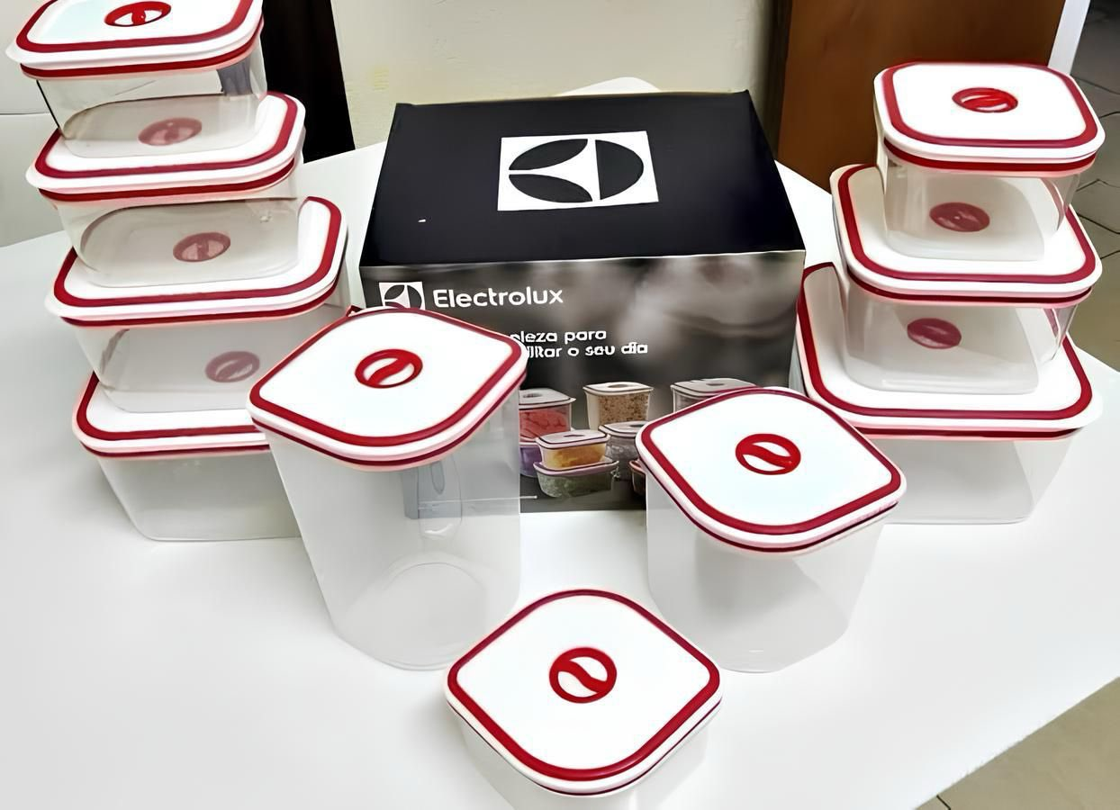 Conjunto Com 8 Potes Herméticos Electrolux Alta Qualidade Cor Vermelho