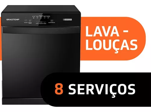 Lava-Louças Brastemp 08 Serviços BLF08AE - Inverter Quente Preta