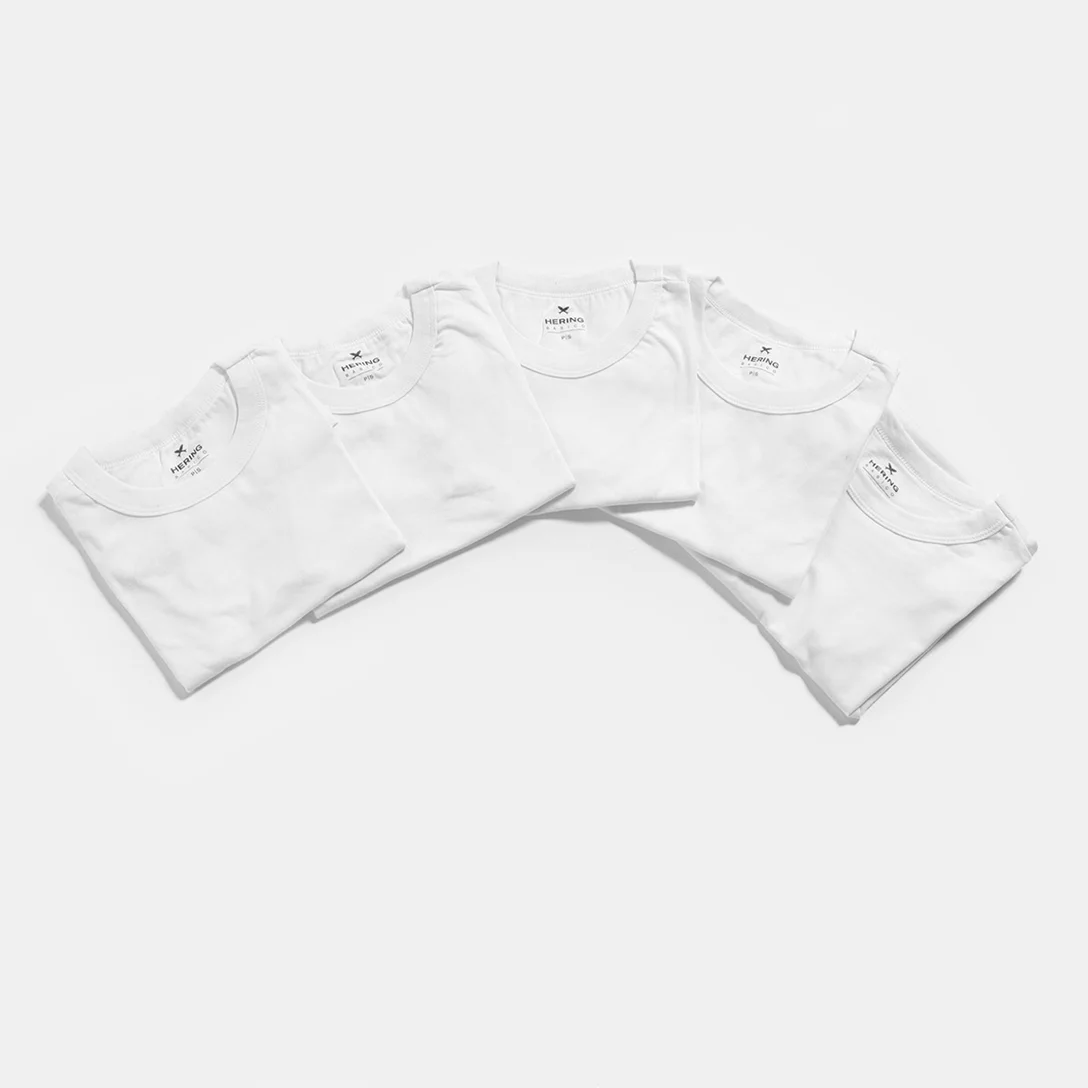 Kit Camiseta Hering Básica Feminina 5 Peças - Branco