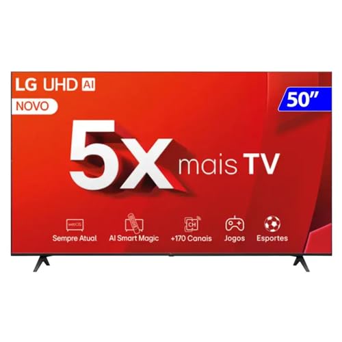 Smart TV 4K 50" LG Ultra HD 50UT8050 com Processador a5 Ger7 AI, Alexa/Chromecast integrado, Otimizador de Jogos, webOS 24 e Controle Smart Magic