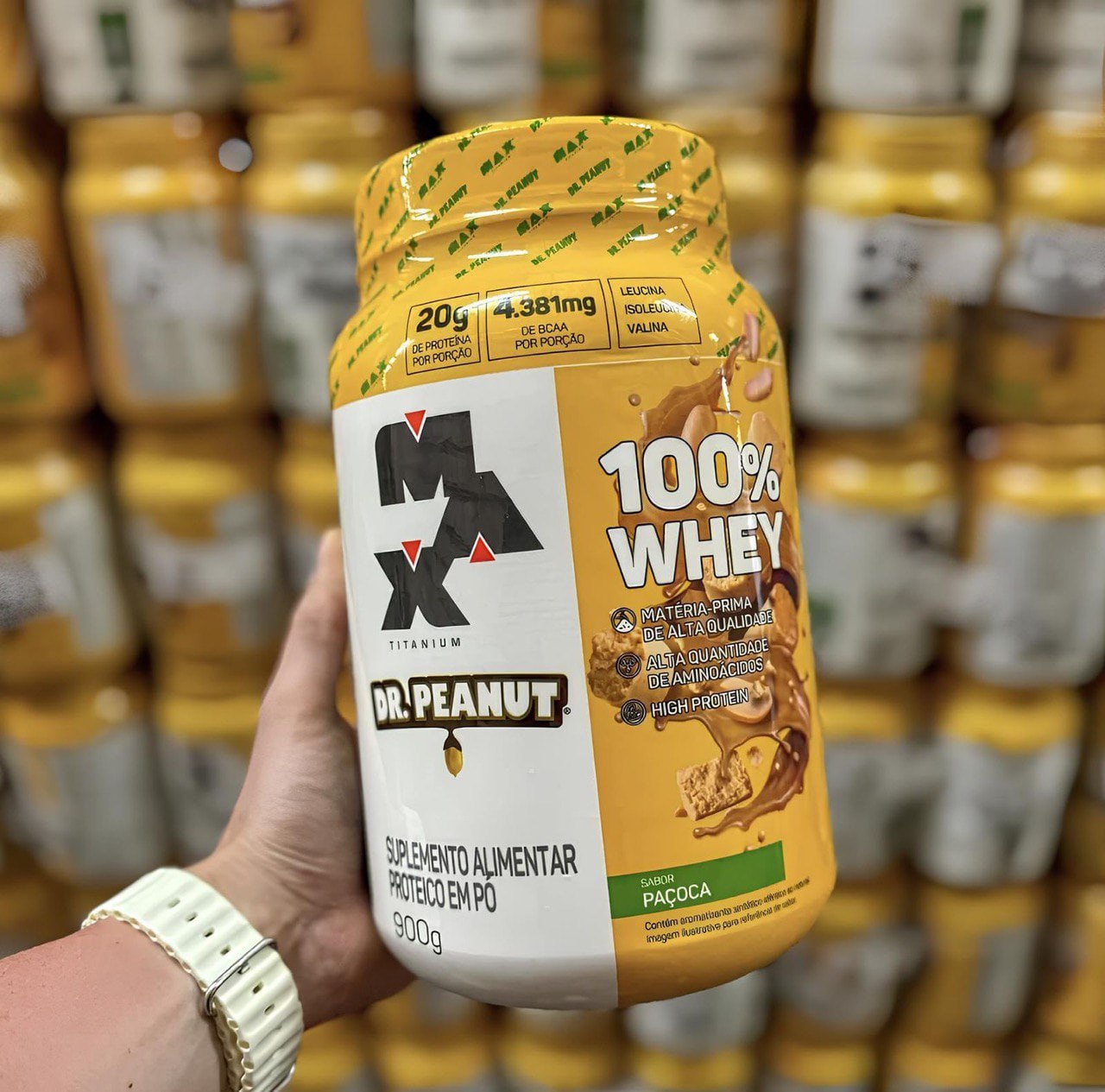 100% Whey Max Titanium X Dr. Peanut 900g Paçoca Max Titanium