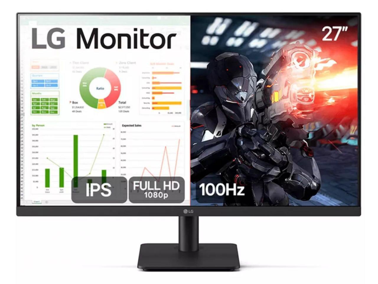 Monitor LG 27” IPS, Full HD, 100Hz, HDMI, Ajuste de Inclinação - 27MS500-B